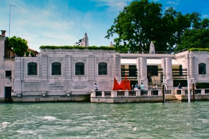 View of the front of the Peggy Guggenheim Museum from the Grand Canal